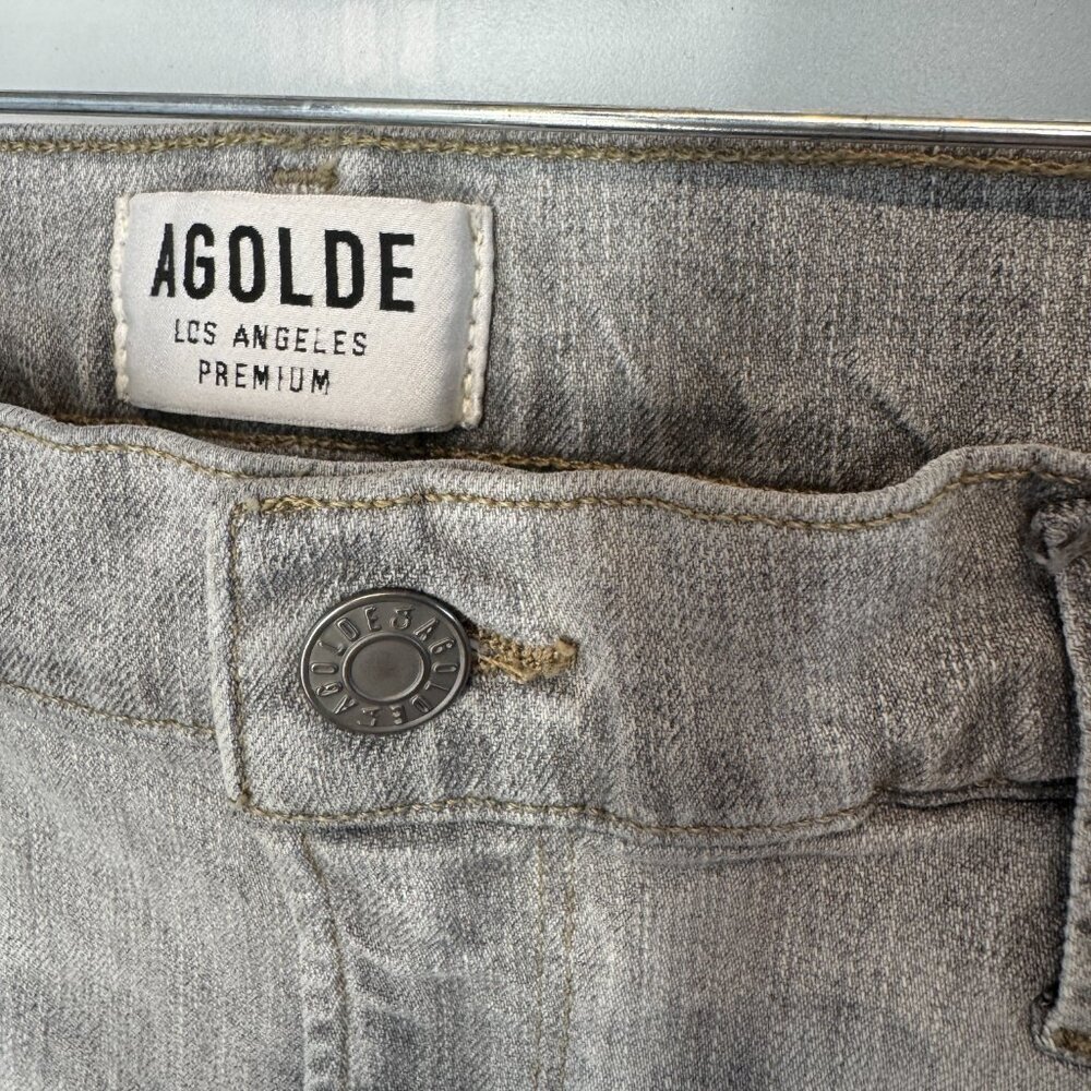 Agolde | Feel Good Sophie High Rise Crop Distressed Gray Denim Jeans - Picture 5 of 11